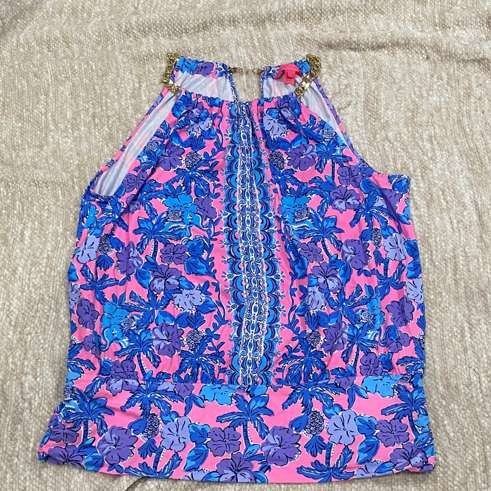 Lilly Pulitzer Pink and Blue Floral Blouse